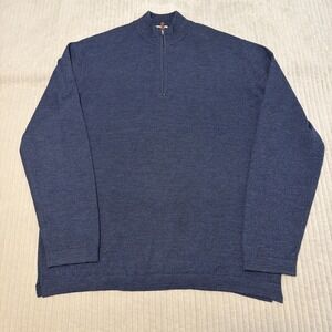Gran Sasso L'uomo Vogue 1/4 Zip Sweater Soft Virgin Wool Blue Made In Italy XL